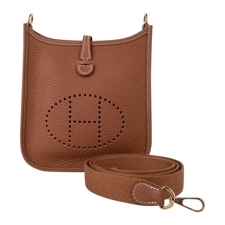 Mini evelyne leather crossbody bag Hermès Brown in Leather - 28089550