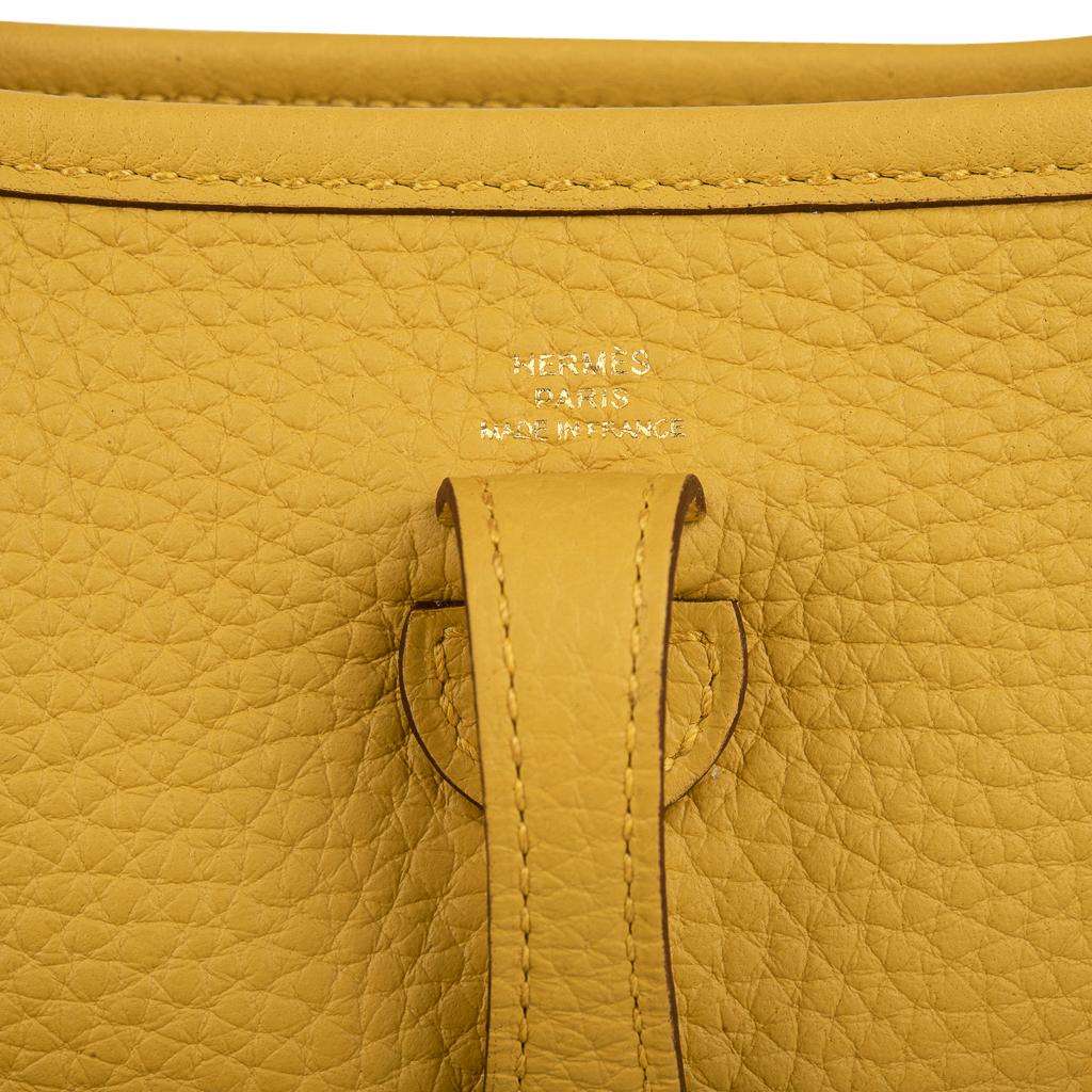 Hermes Evelyne TPM Bag Jaune Ambre Clemence Leather Gold Hardware 6