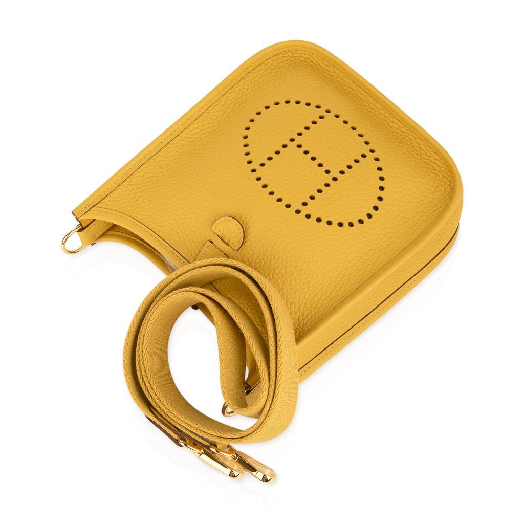 Women's Hermes Evelyne TPM Bag Jaune Ambre Clemence Leather Gold Hardware
