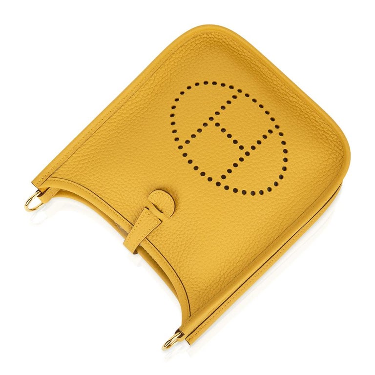 Mini evelyne leather crossbody bag Hermès Yellow in Leather - 32038599