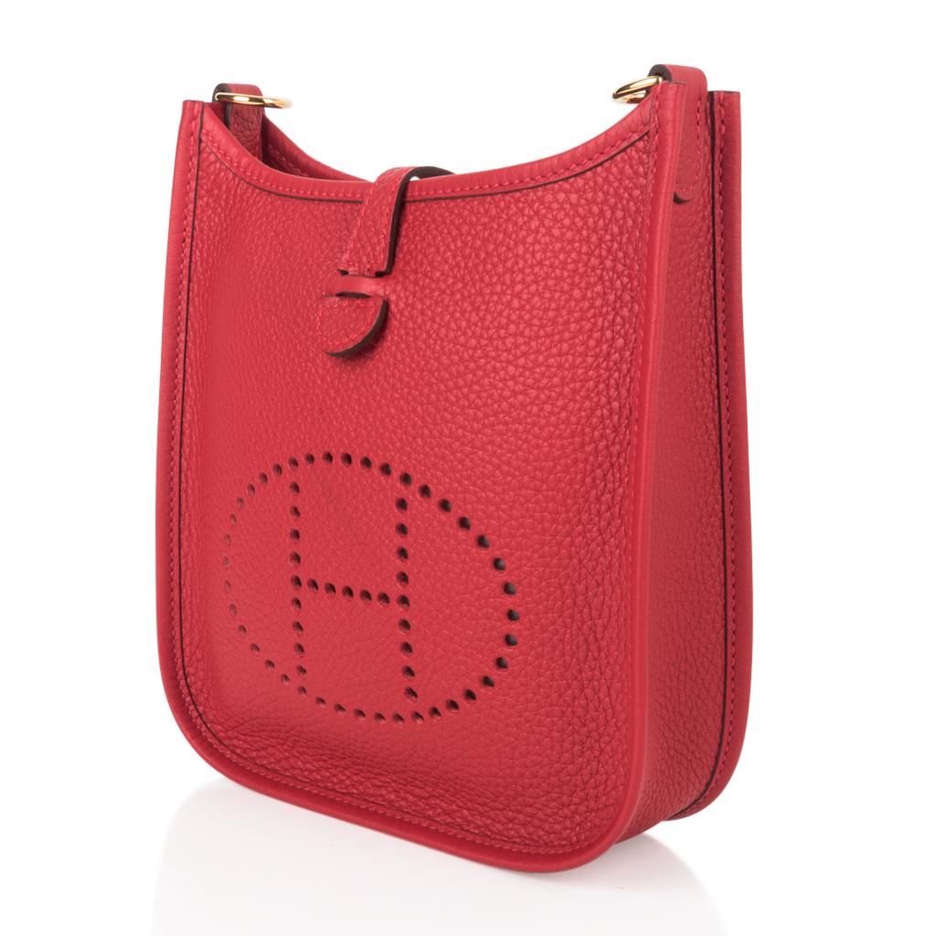 Hermes Evelyne TPM Bag Rouge Casaque Clemence Leather Gold Hardware In New Condition In Miami, FL