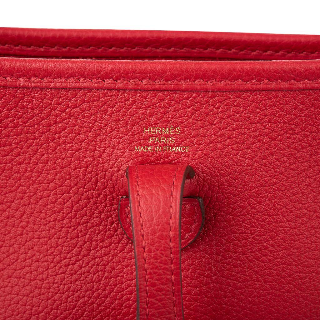 Hermes Evelyne TPM Bag Rouge Piment Taurillon Maurice Leather Gold Hardware 2