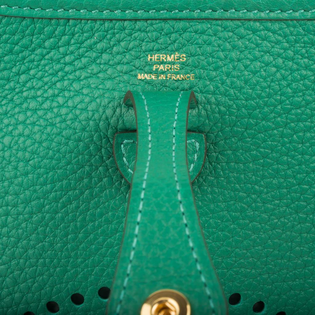 Women's Hermes Evelyne TPM Bag Vert Vertigo Clemence Gold Hardware