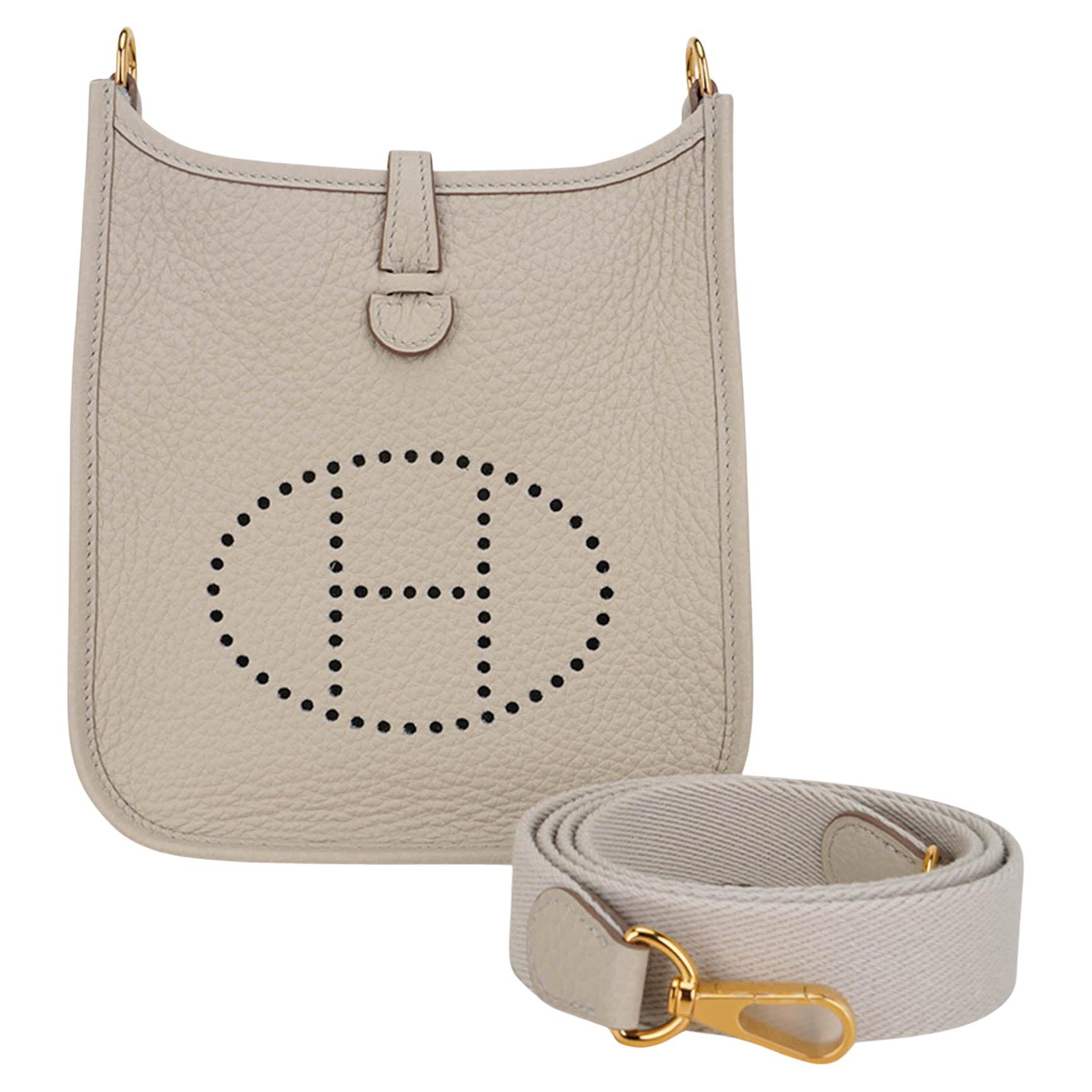 Hermes Evelyne TPM Beton Crossbody Bag Gold Hardware Clemence Leather