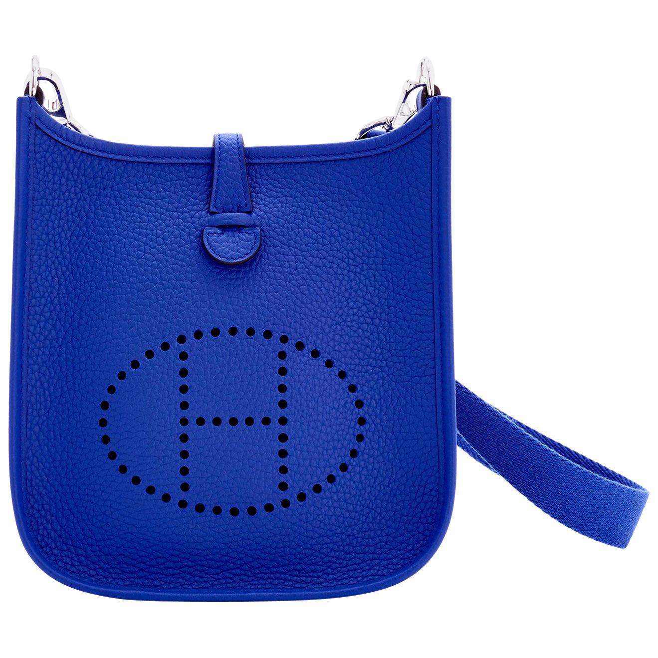 Hermes Evelyne TPM Blue Electric Shoulder Cross Body Messenger Bag