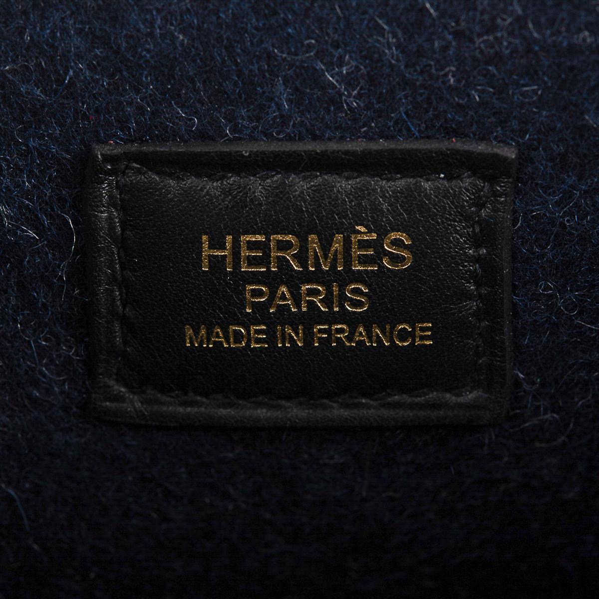 Hermes Evelyne TPM Blue Feutre Black Swift Gold Hardware For Sale 5