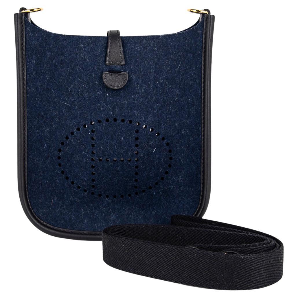 Hermes Evelyne TPM Azul Feutre Negro Swift Herrajes Dorados