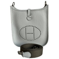 Hermès Evelyne TPM  Blue Pale 16 Clemence Etain Strap Palladium Hardware