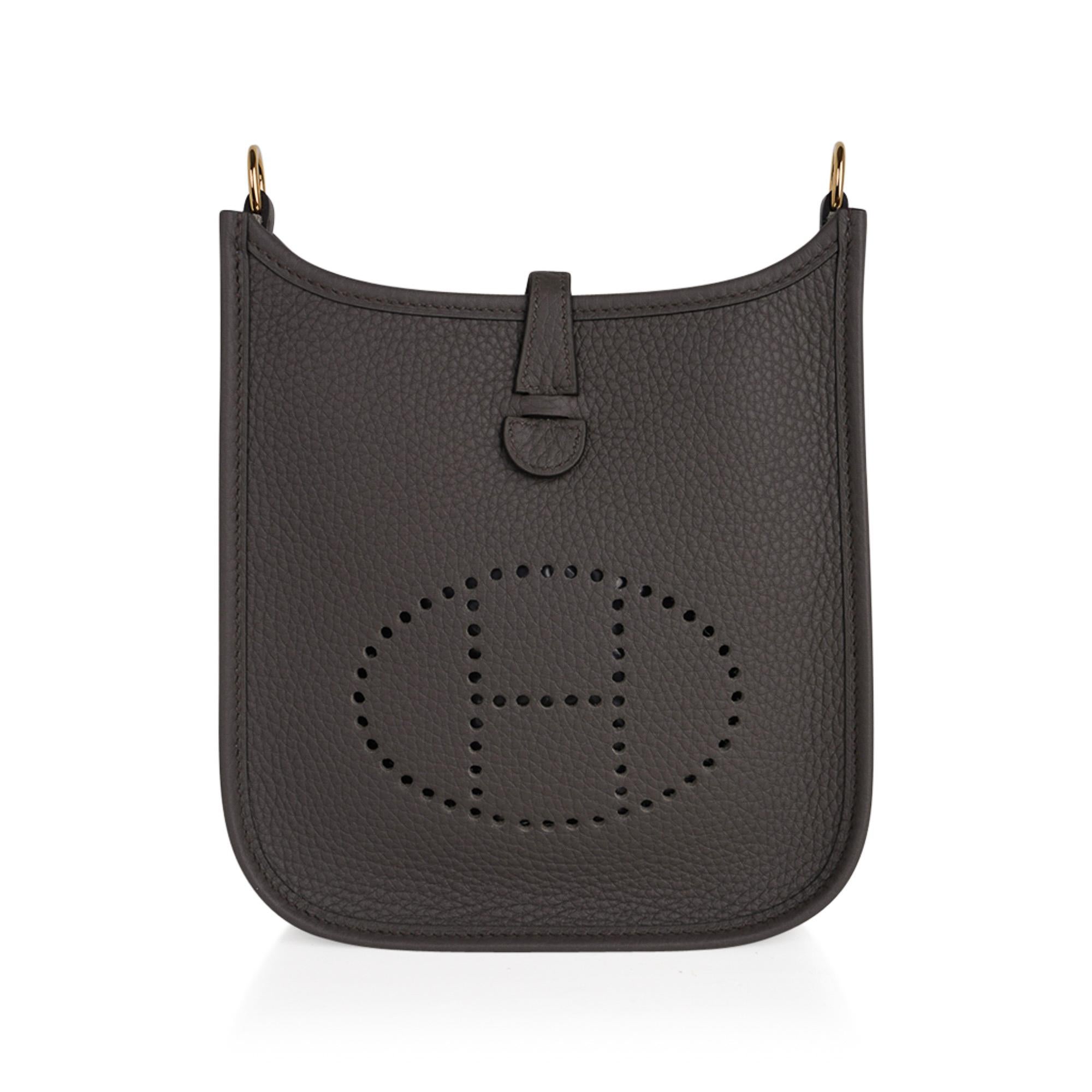 Hermes Evelyne TPM Etain Bag Gold Hardware Clemence Leather For Sale 2