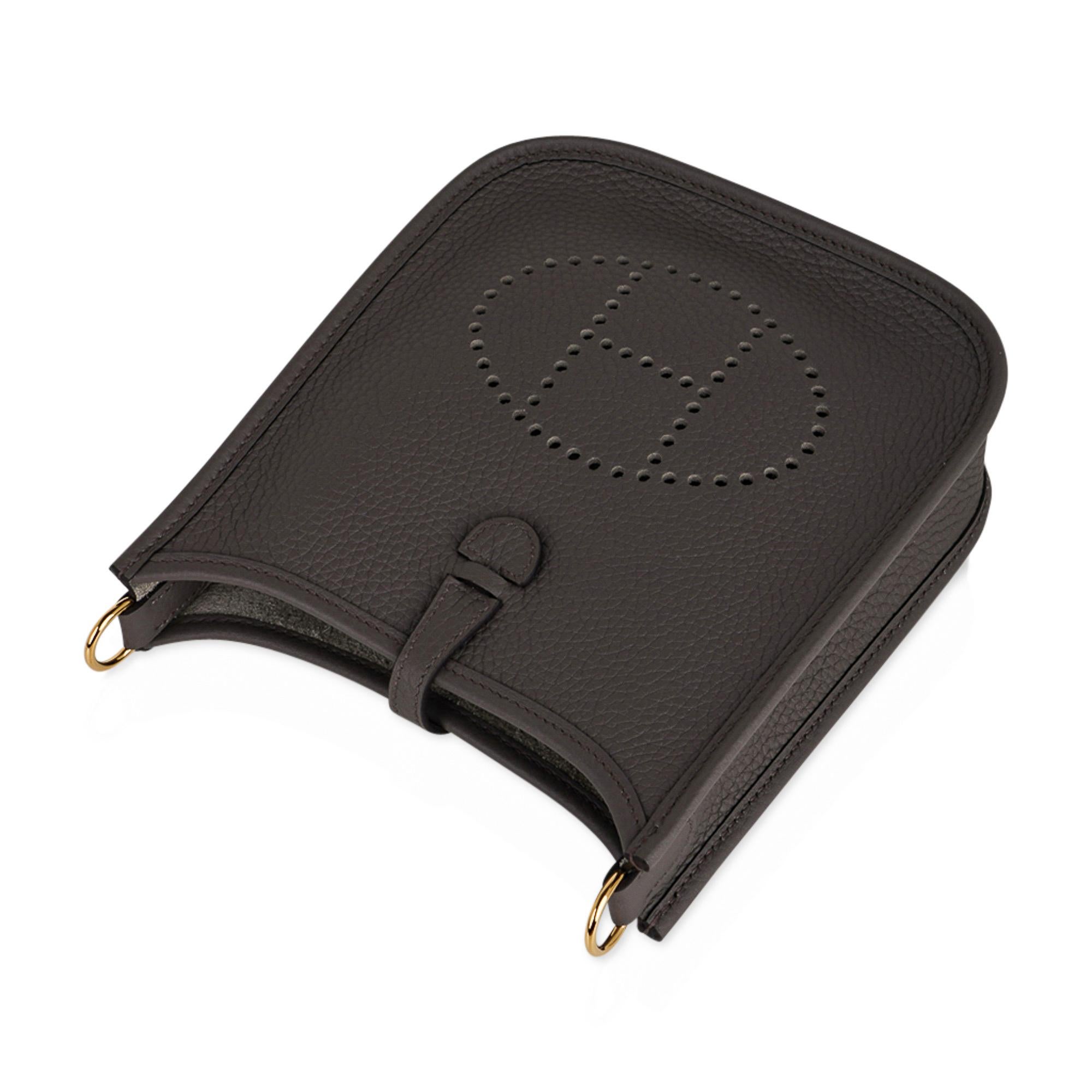 Hermes Evelyne TPM Etain Bag Gold Hardware Clemence Leather en vente 6