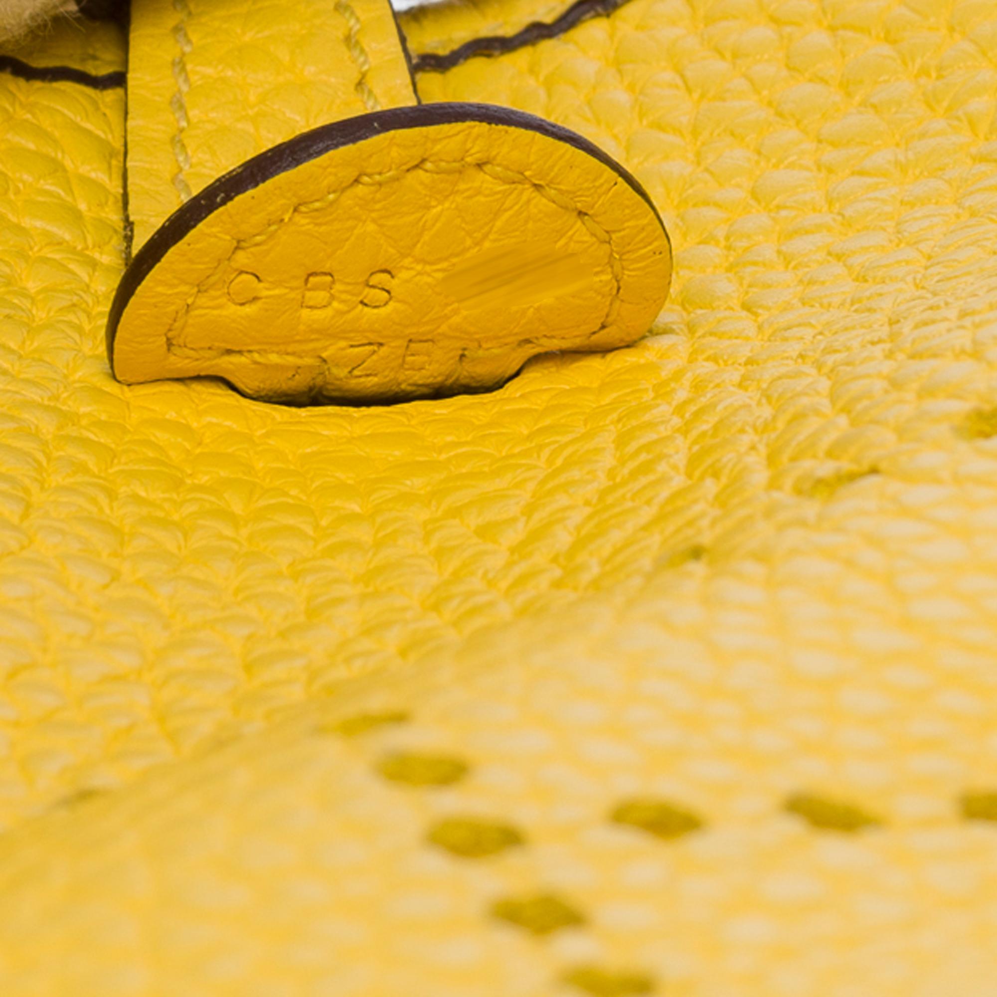 Borsa a tracolla Hermès Evelyne TPM Zigzag in pelle Jaune de Naples Taurillon, PHW in vendita 2