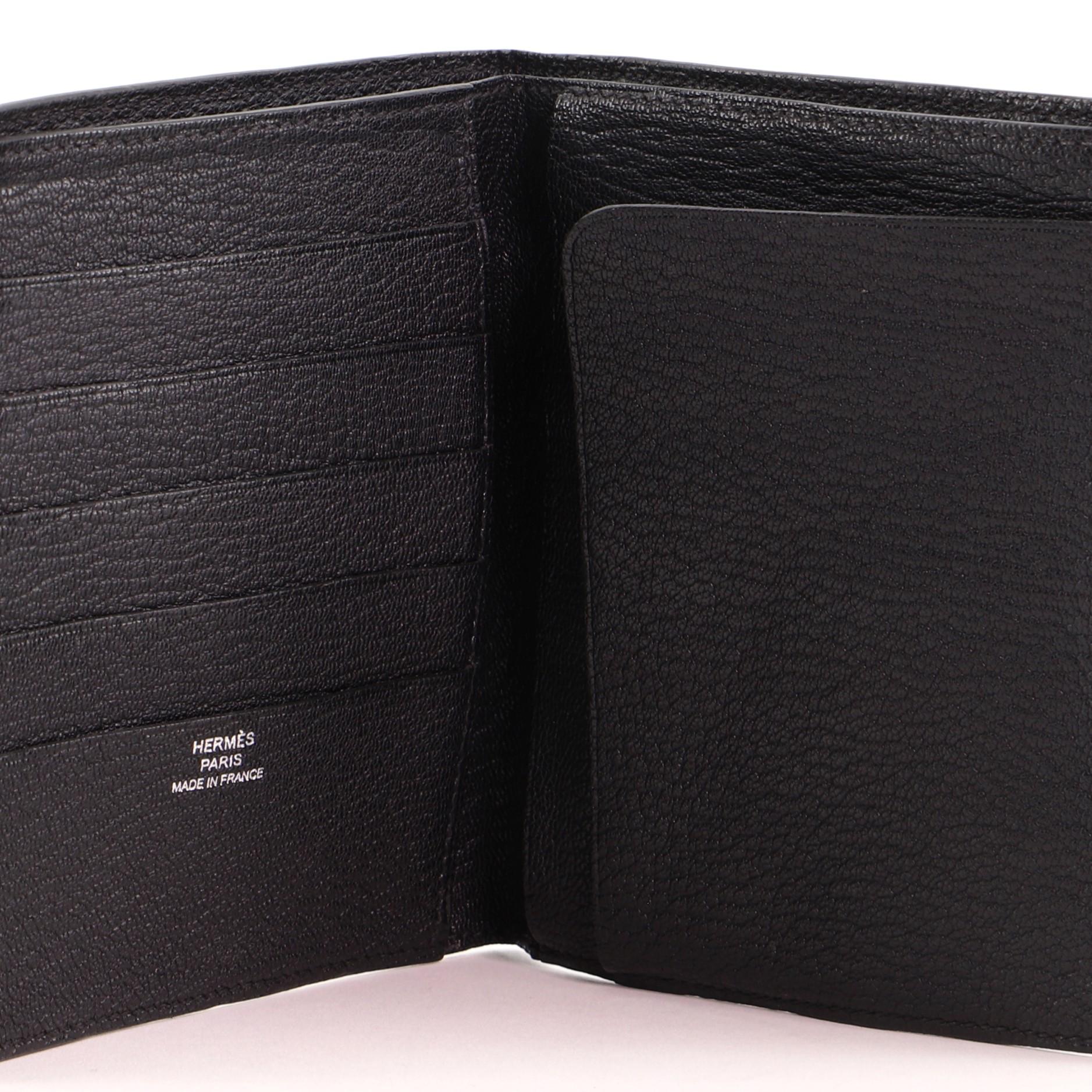Hermes Evelyne Brieftasche Chevre Mysore Kompakt Schwarz Damen