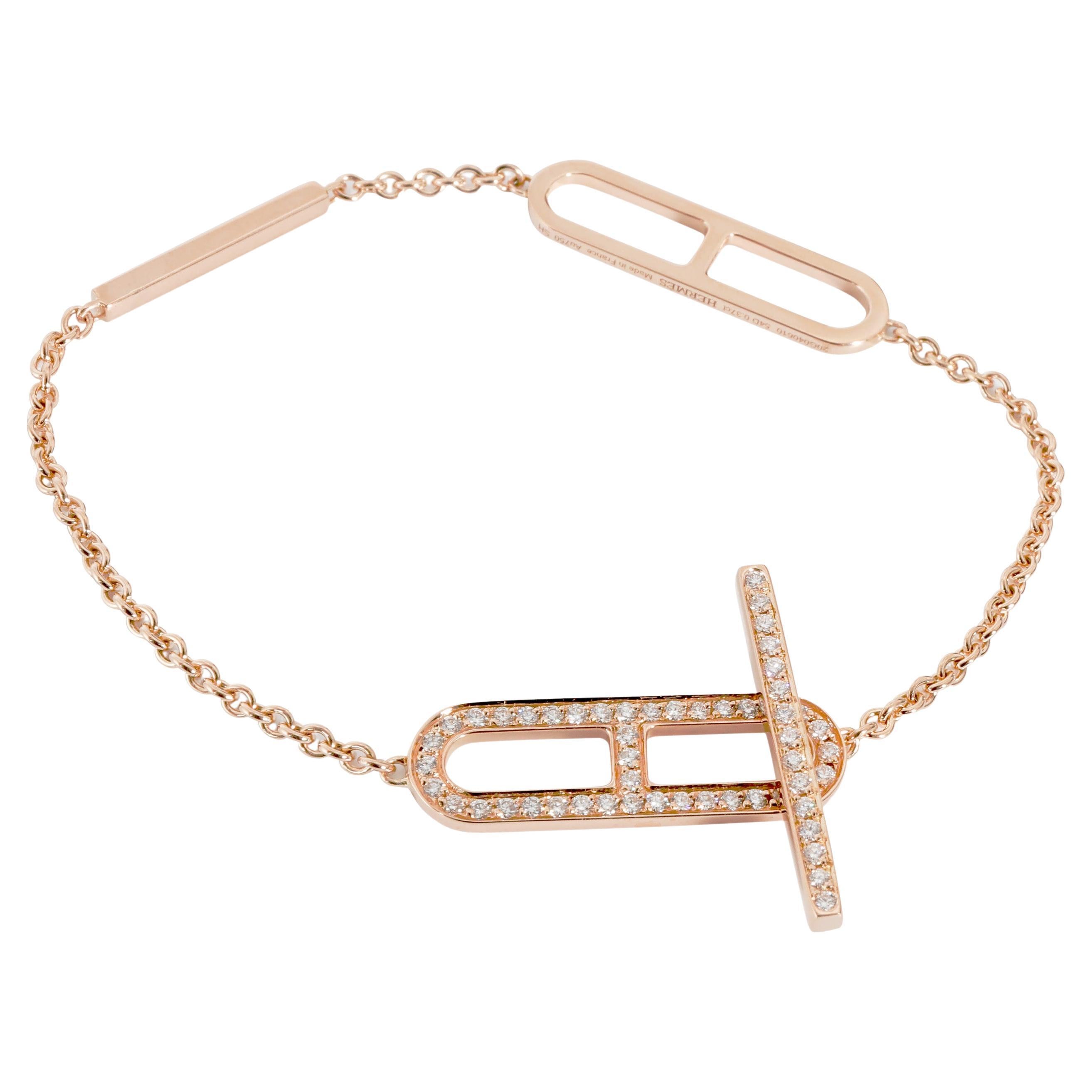 Hermes Ever Chaine D'Ancre Bracelet, Small Model in 18KT Rose Gold 0.37ctw For Sale