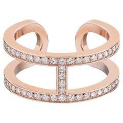Hermes Ever Chaine d'Ancre ring, medium model rose gold diamonds 53mm us 6 1/2