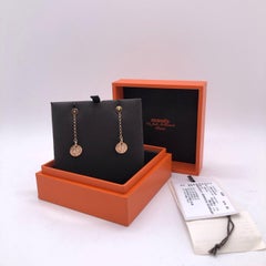 Hermes Ex-Libris Clou de Selle 18K Rose Gold & Diamond Drop Earrings