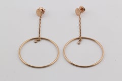 Hermes Ex-Libris Diamond 18k Rose Gold Drop Earrings