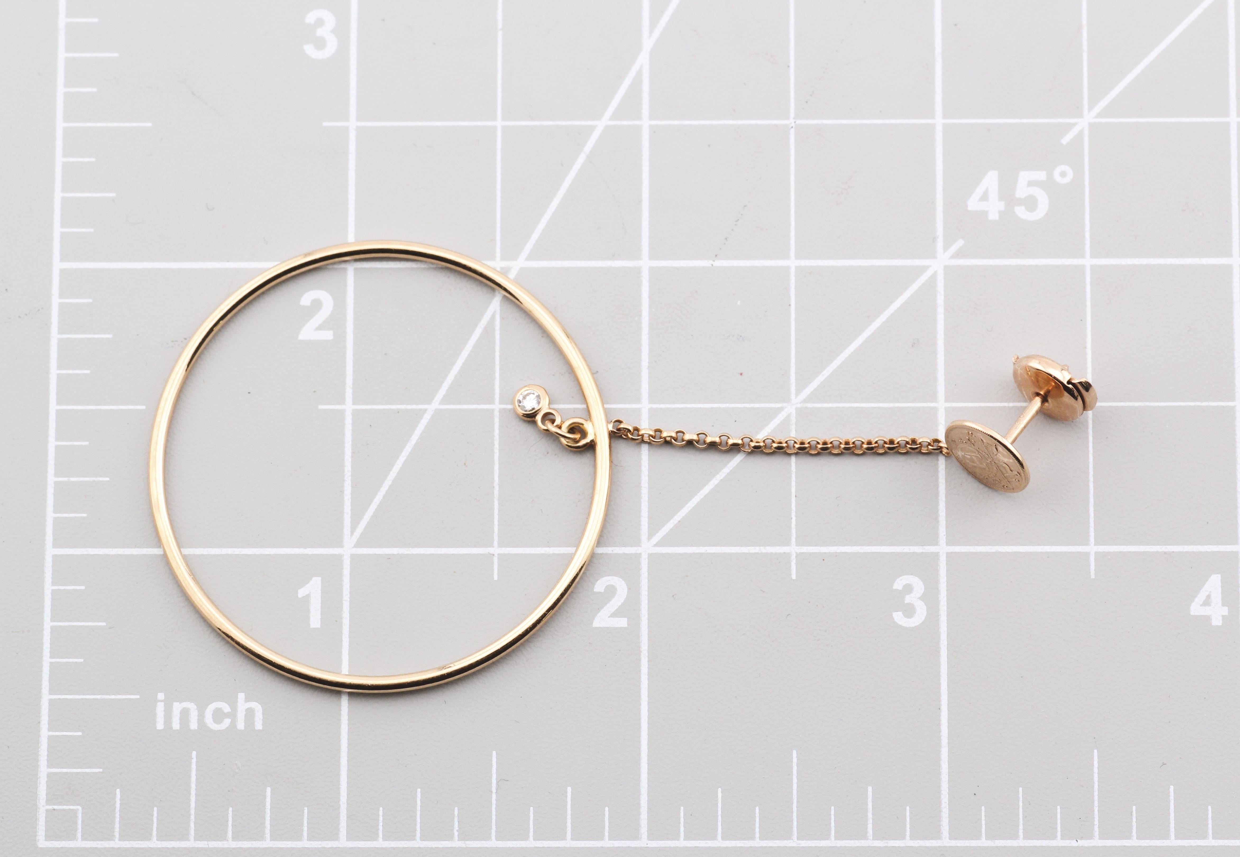 Orecchini a goccia Hermes Ex-Libris con diamante in oro rosa 18k in vendita 2