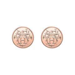 Hermès - Boucles d'oreilles Ex-Libris en or rose 18k
