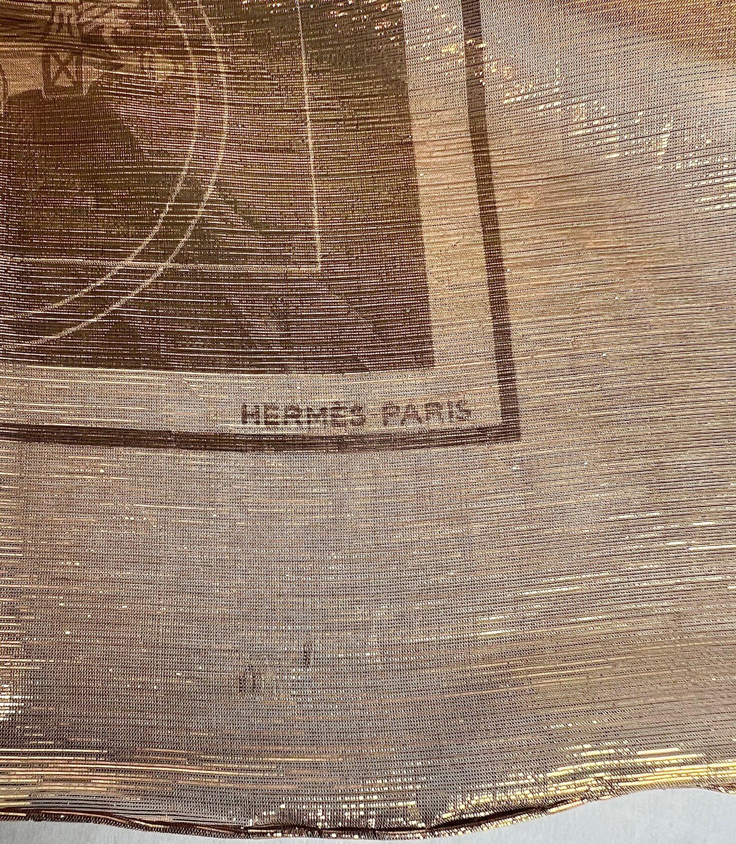 Hermes Ex Libris Iridescent Gold Glam Scarf Special Issue 70cm 1