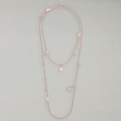 Hermes Ex-Libris long necklace rose gold and diamonds
