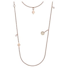 Hermes Ex-Libris long necklace rose gold and diamonds