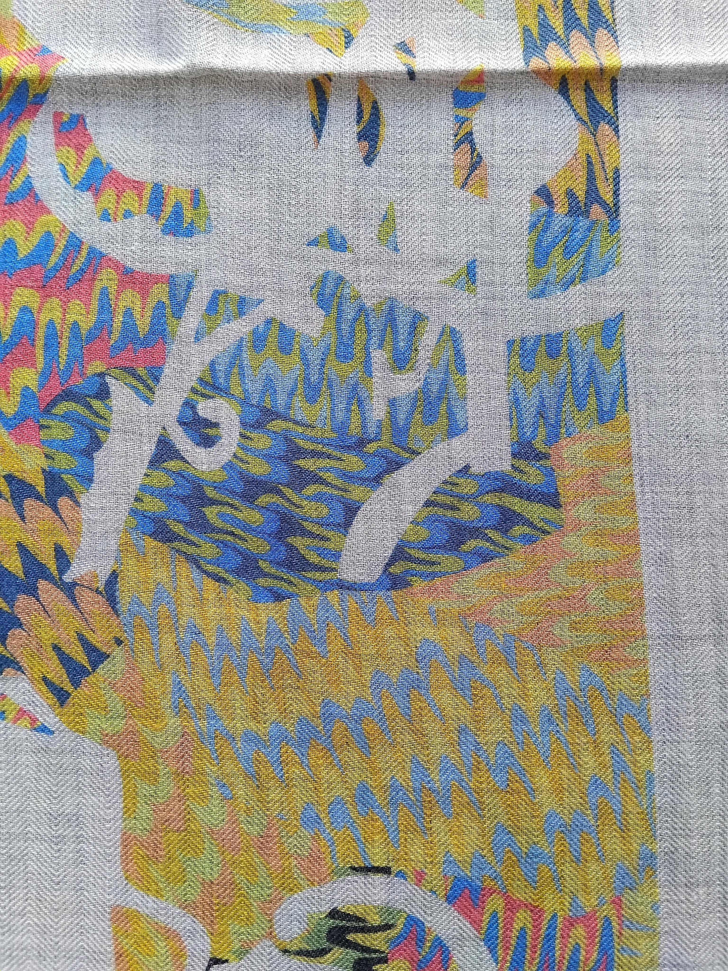 Hermès Ex Libris Marble Scarf Cashmere Silk 90 cm For Sale 3