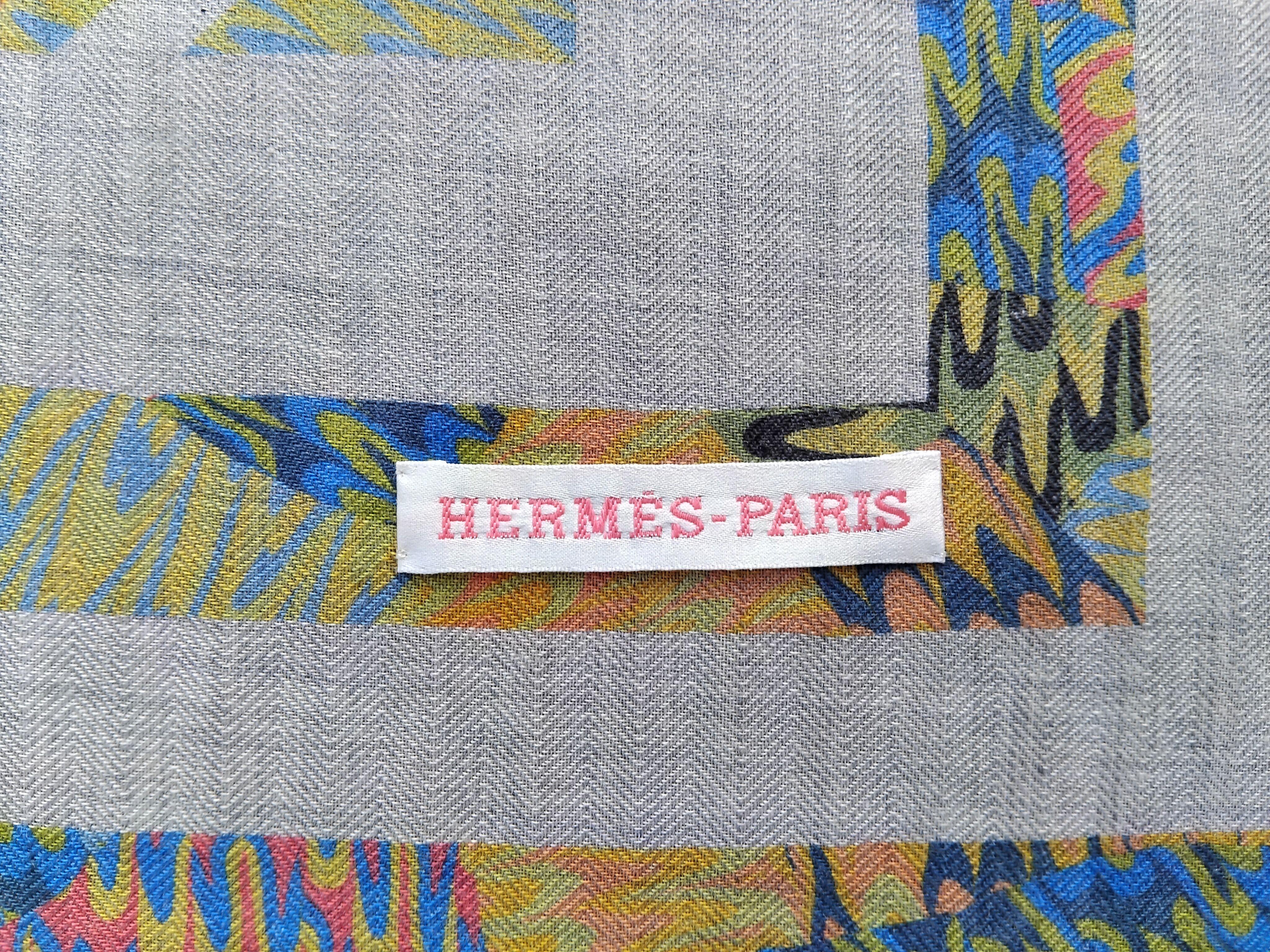 Hermès Ex Libris Marble Scarf Cashmere Silk 90 cm For Sale 4