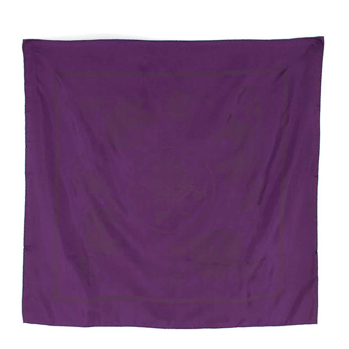 Hermes Ex Libris Monochrome Silk Scarf

- Purple, lightweight, Ex Libris Monochrome scarf
- 100% silk
- Hand stitched rolled edges
- This item comes with the original box.

Please note, these items are pre-owned and may show some signs of storage,