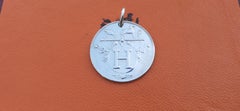 Hermès Ex Libris Pattern Pendant For Necklace Sterling Silver GM