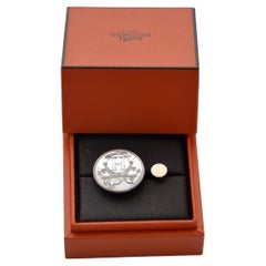 Hermès Ex Libris Ring MM in 925 Silver and Rose Gold Size 57