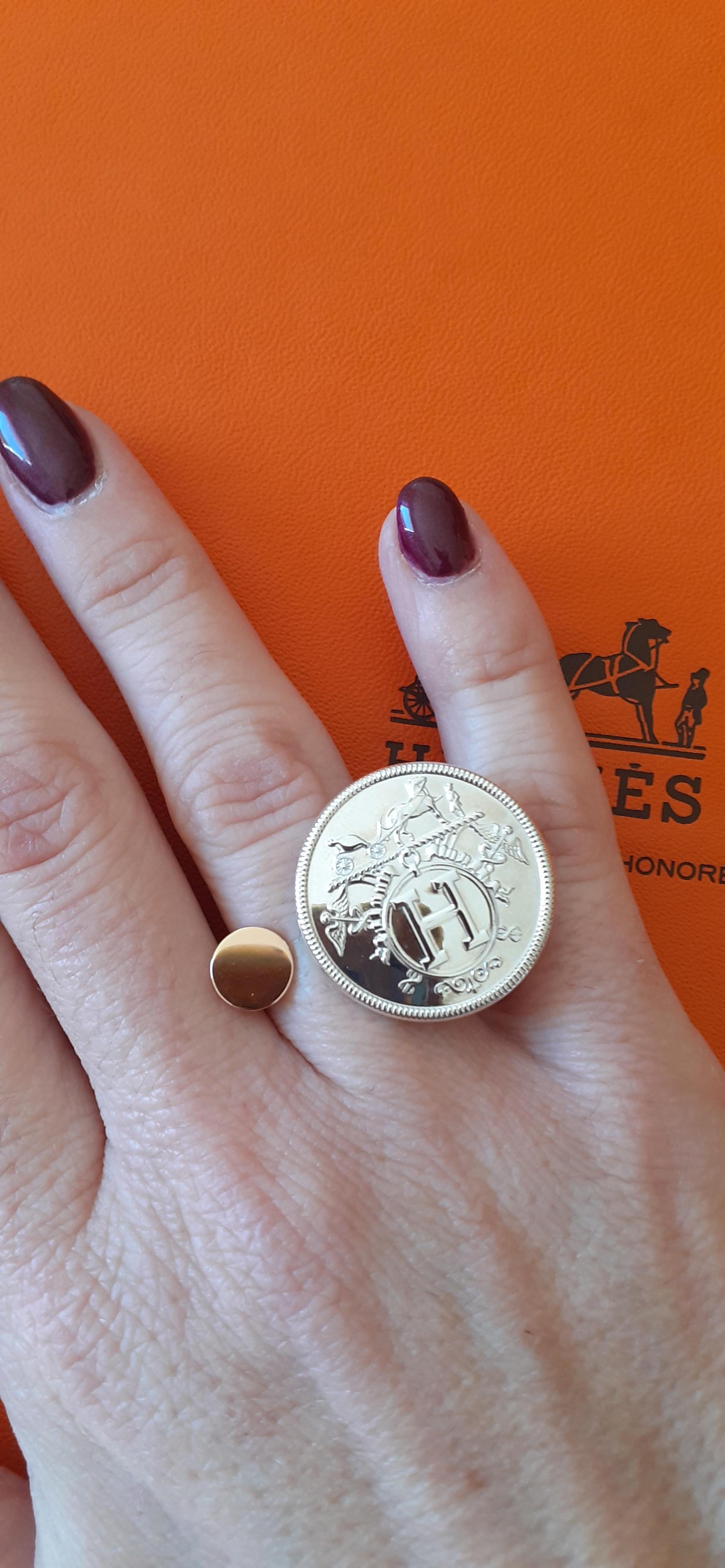 Hermès Ex Libris Ring MM in Silver and Rose Gold Size 52 For Sale 7