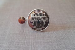 Hermès Ex Libris Ring MM in Silver and Rose Gold Size 52