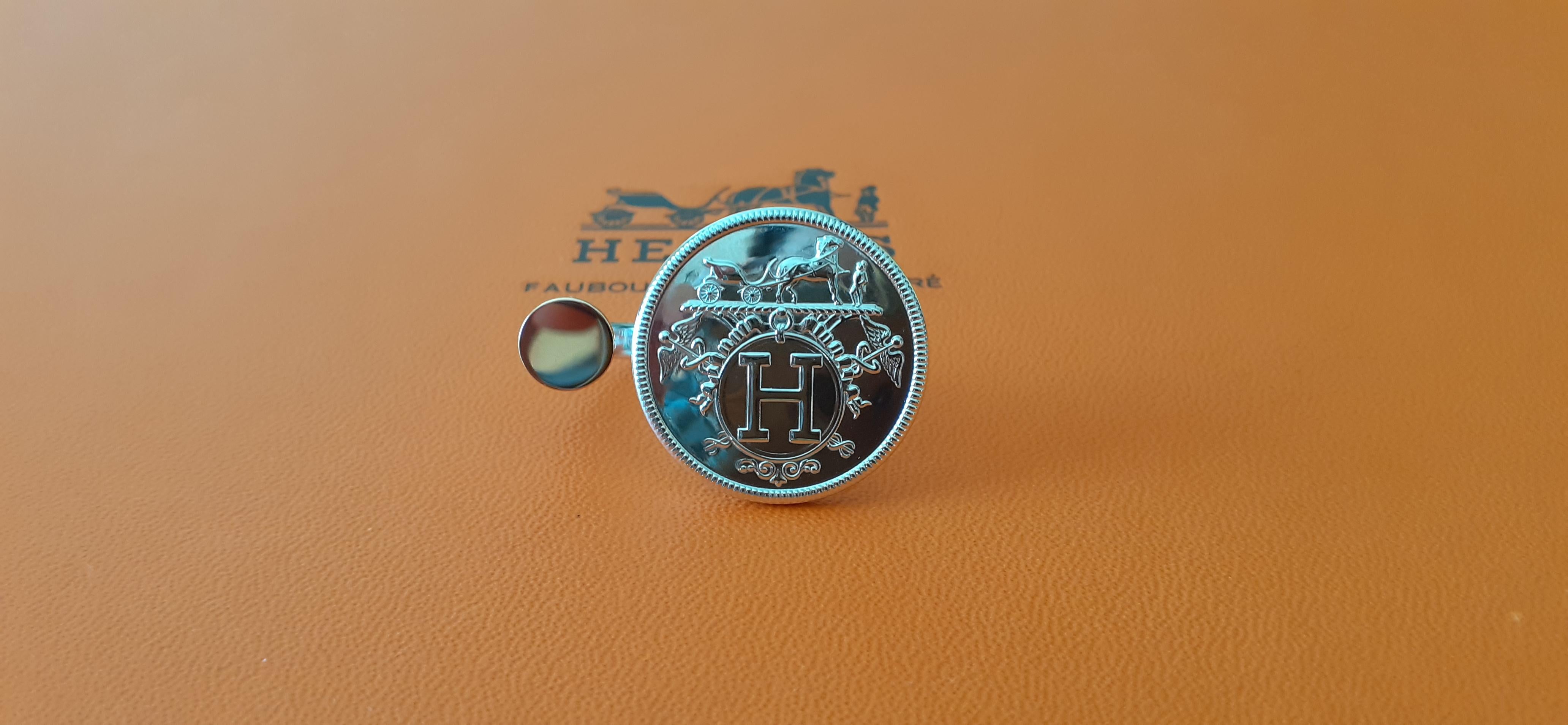 Hermès Ex Libris Ring MM in Silber und Roségold Größe 52 im Angebot 3