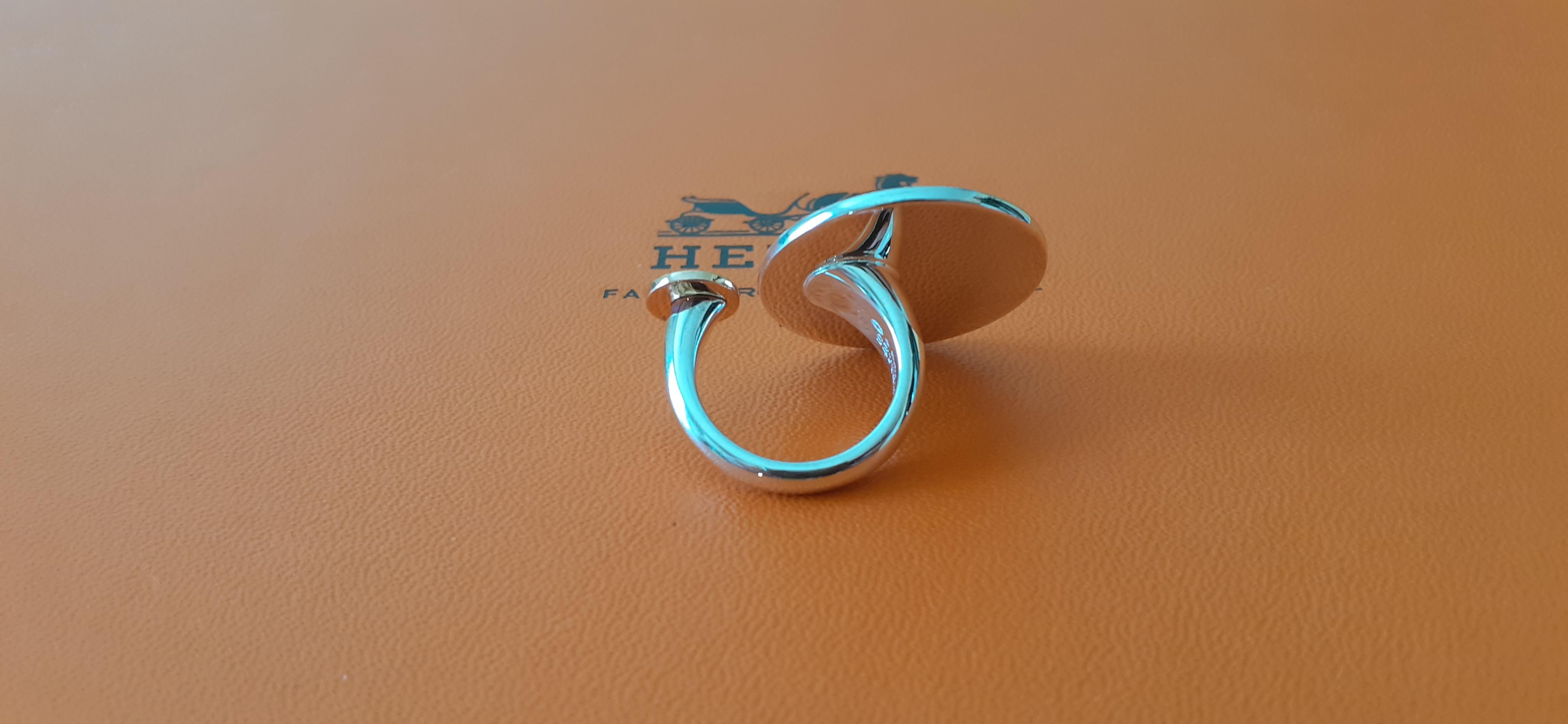 Hermès Ex Libris Ring MM in Silver and Rose Gold Size 52 For Sale 1