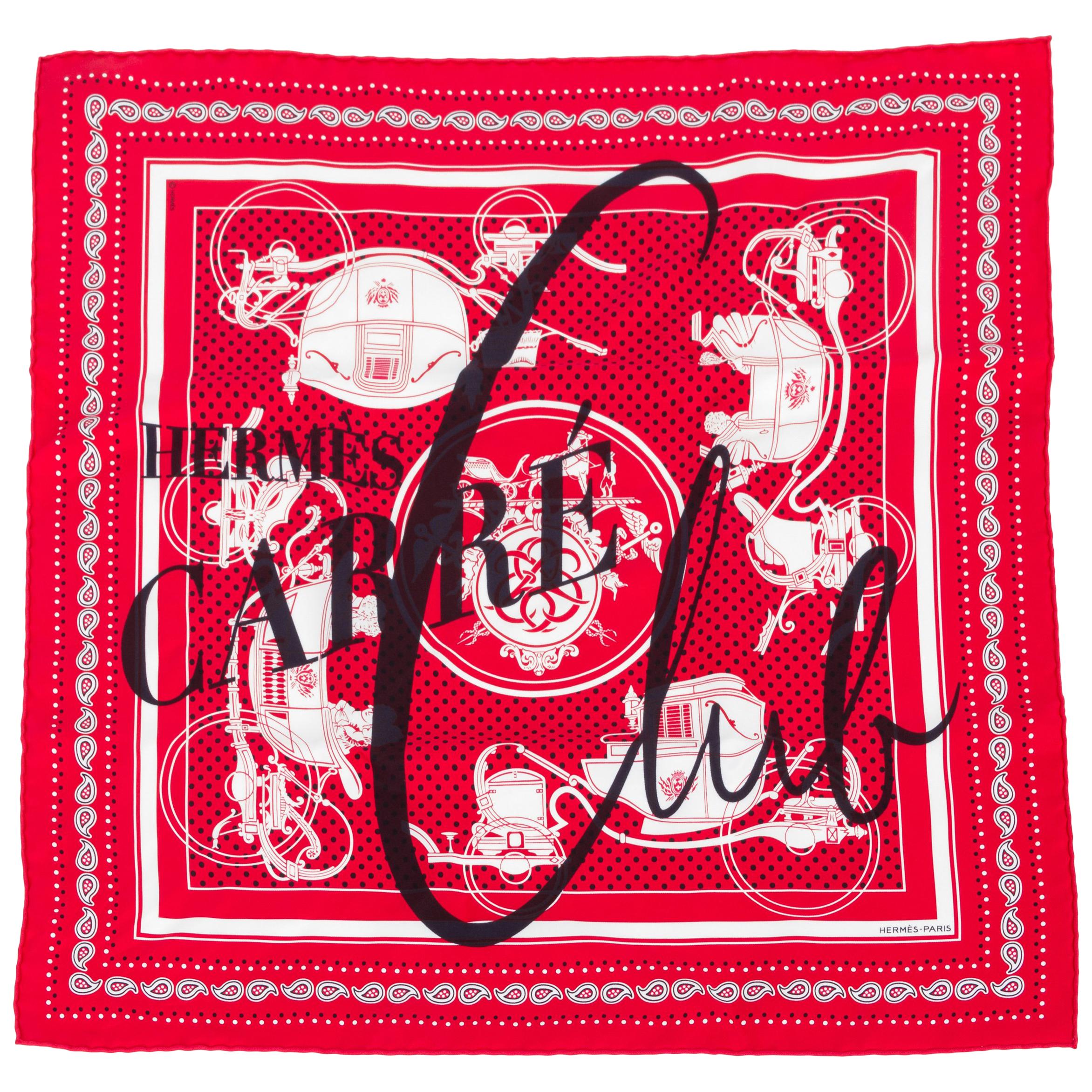 Hermes Ex-Libris Silk twill Carre Club 55cm Scarf, New in Box