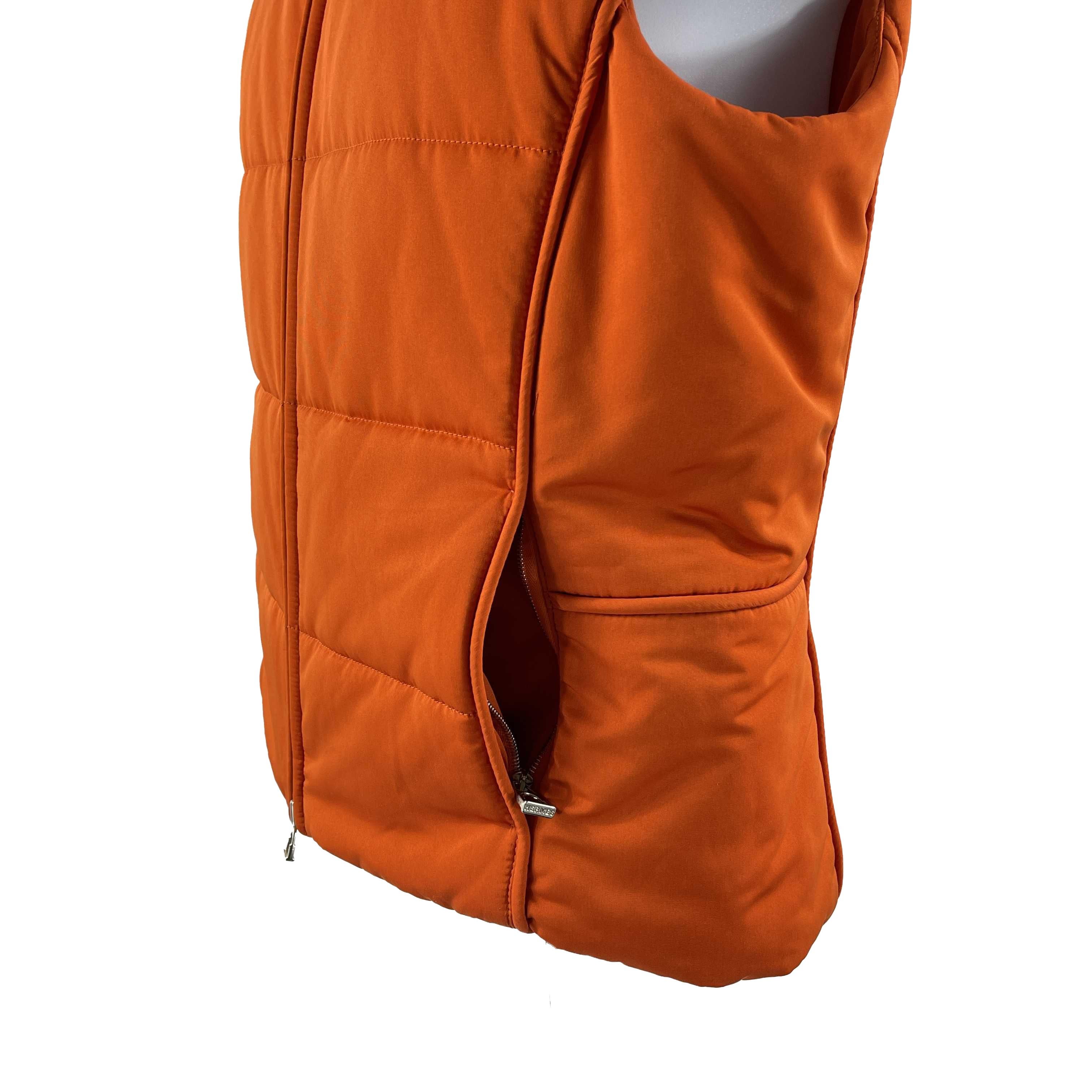 Hermes Excellent Zip Puffer Vest Jacket Orange Quilted Palladium Hardware 2