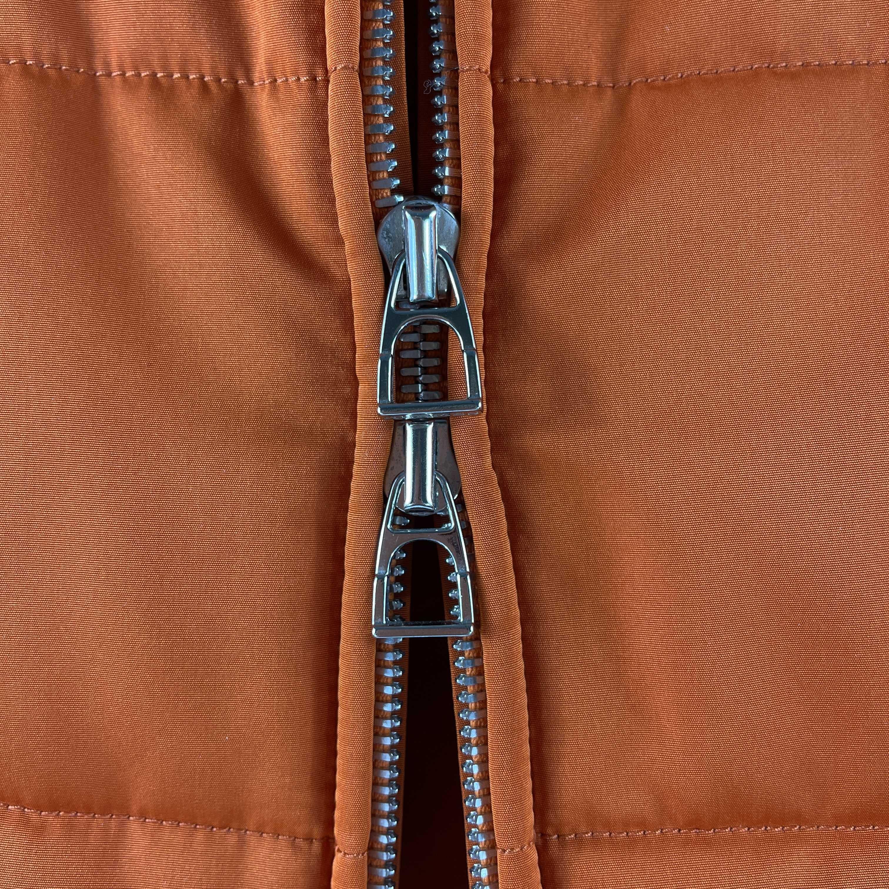 Hermes Excellent Zip Puffer Vest Jacket Orange Quilted Palladium Hardware 3