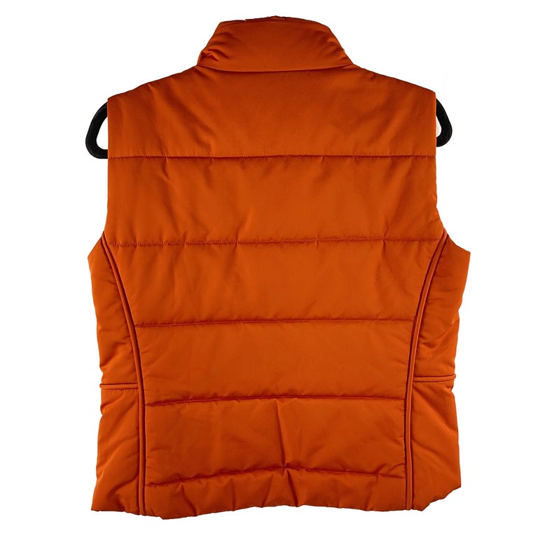 Hermes Excellent Zip Puffer Vest Jacket Orange Quilted Palladium ...