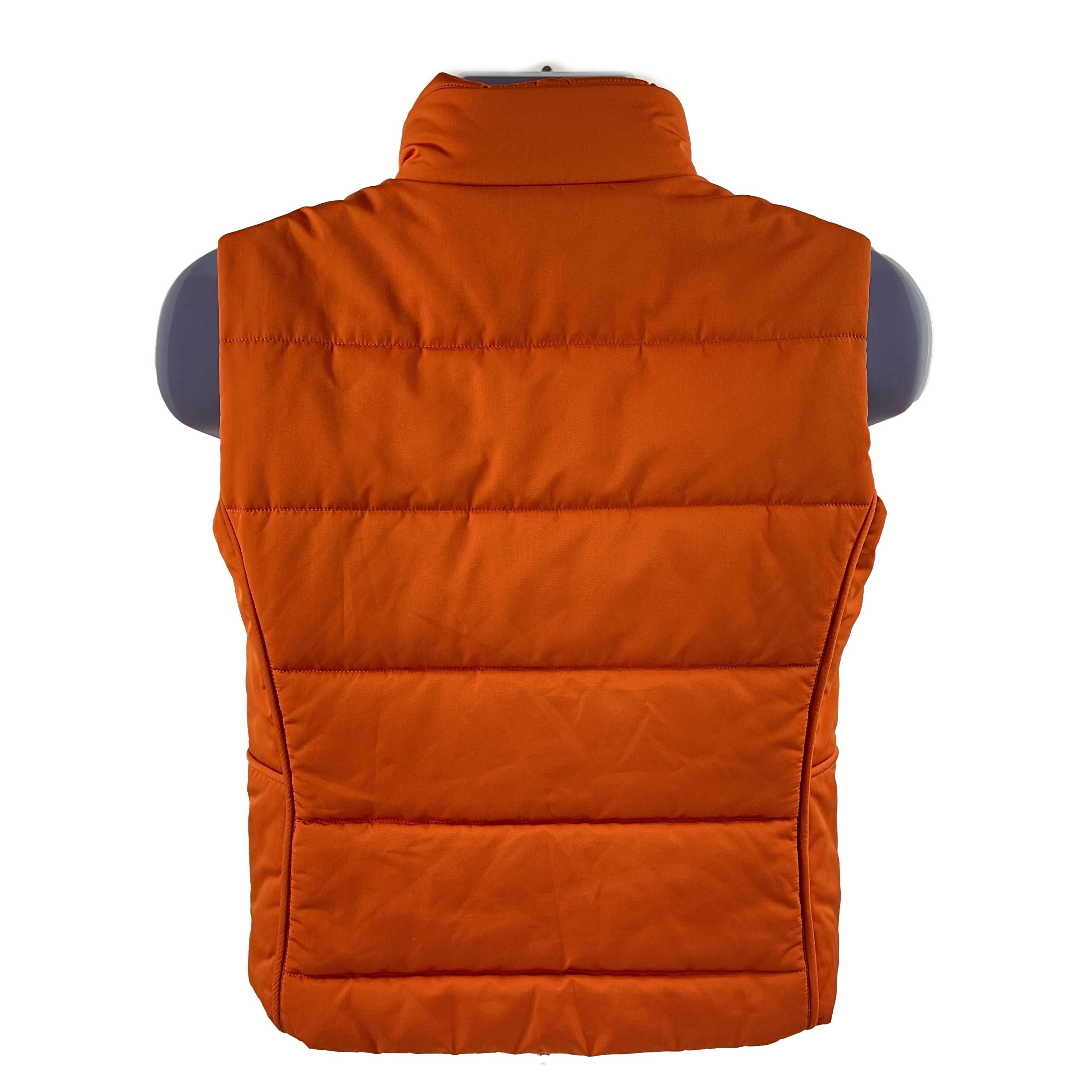 Red Hermes Excellent Zip Puffer Vest Jacket Orange Quilted Palladium Hardware