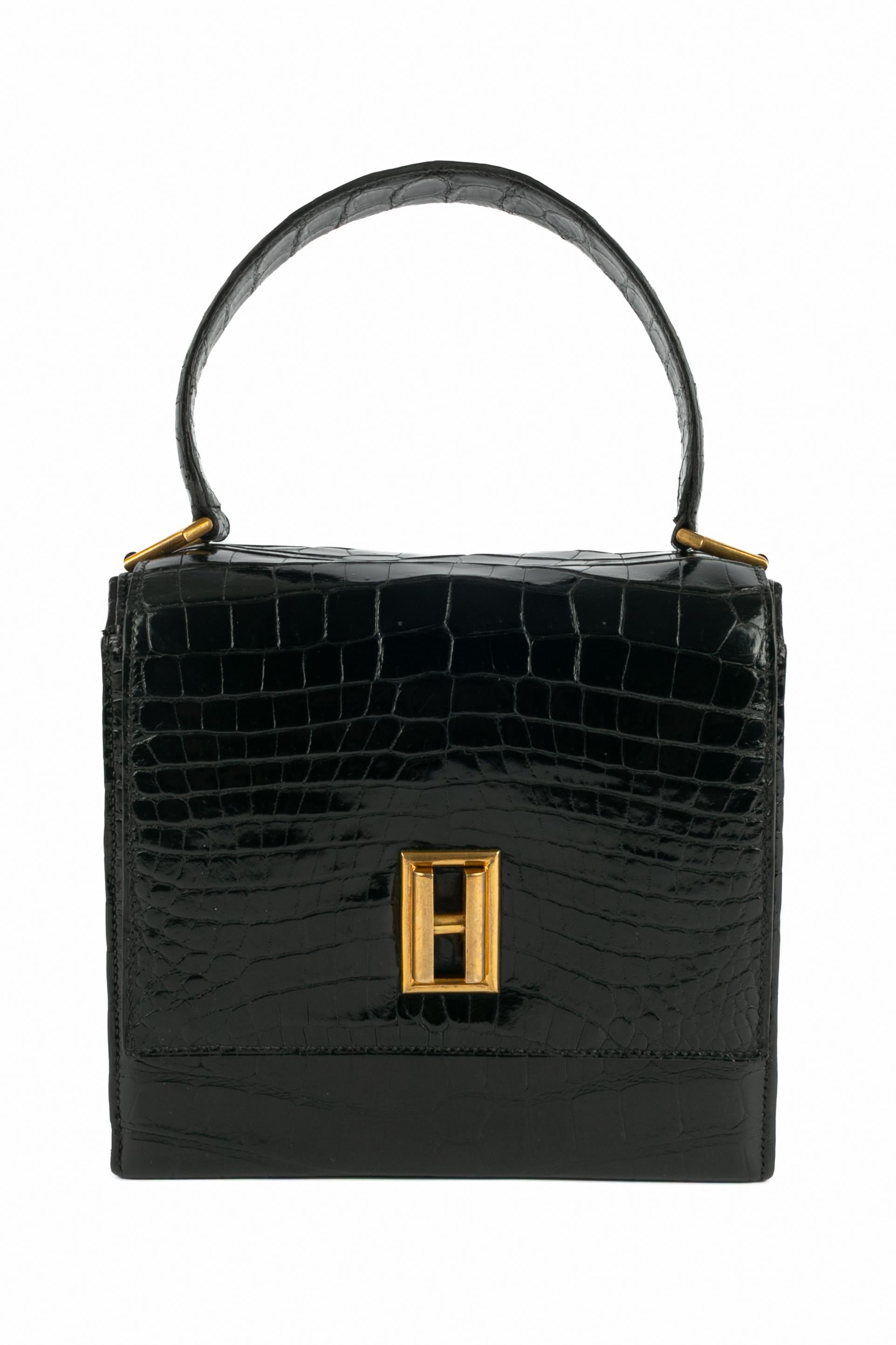 Nero Borsa in pelle esotica Hermès in vendita