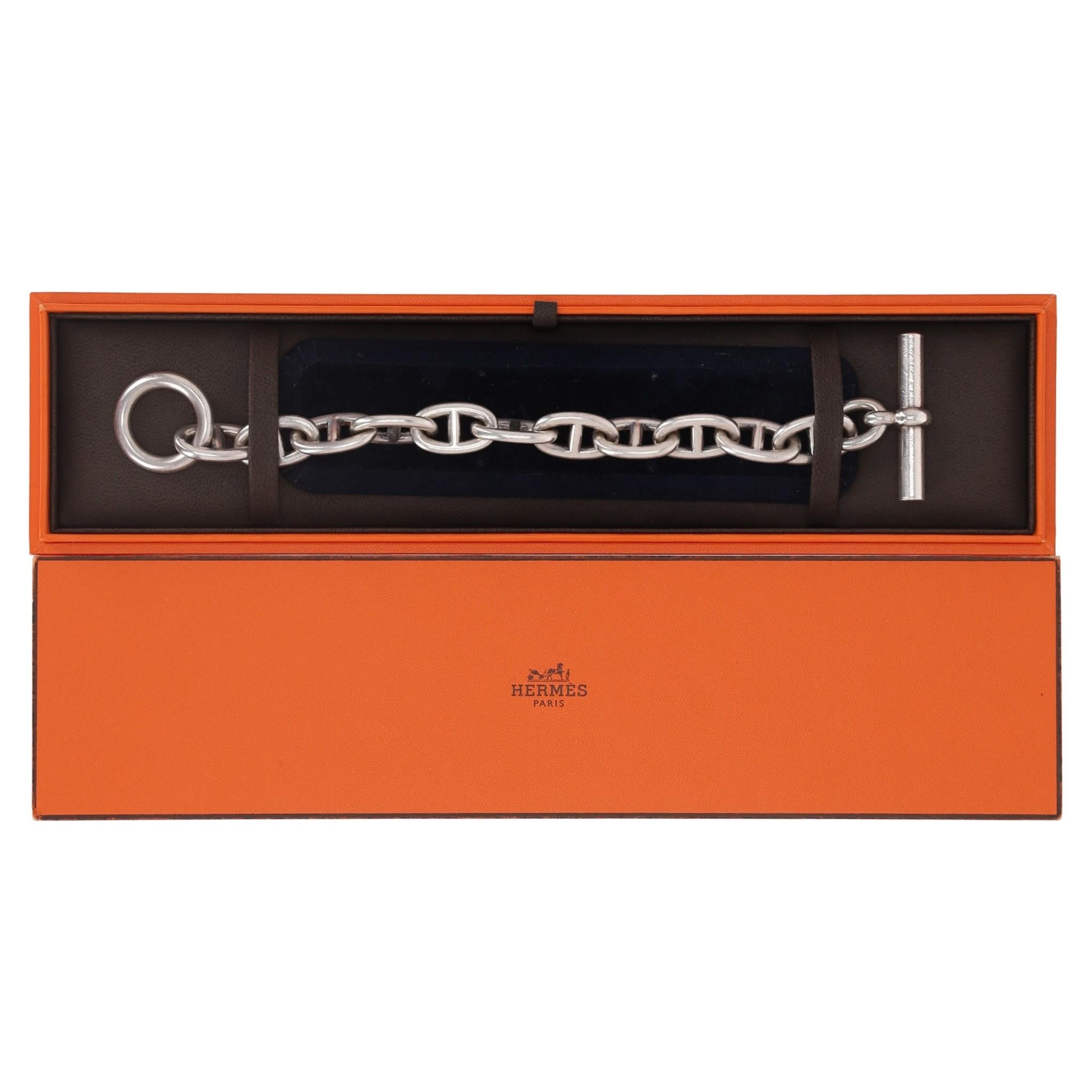 Hermes Extra Chunky Sterling Silver Chaine D'Ancre Bracelet In Excellent Condition In London, GB