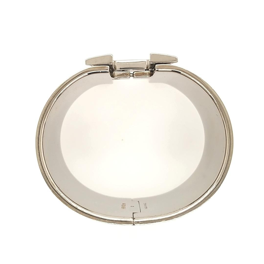 Hermès Extra Wide Clic Clac H-Bracelet in White Enamel Palladium-Plated Hardware For Sale 1