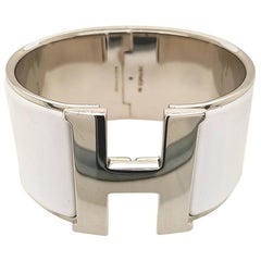 Clic clac h bracelet Hermès White in Gold plated - 21611019