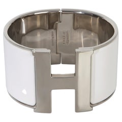 Hermès  Extra Wide Clic Clac In Blanc Bracelet