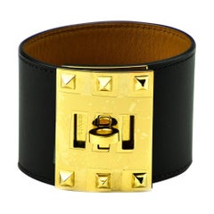 HERMES "Extreme" Black Leather Bracelet