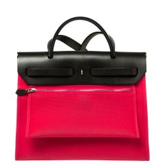 Hermes Extreme Rose/Khaki Canvas and Leather Herbag Zip 31 Bag