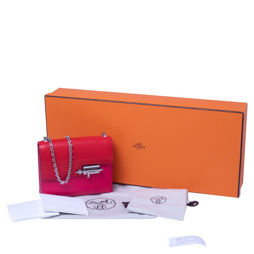 Hermes Extreme/Rouge De Coeur Chevre Chamkila Leather Verrou Chaine Mini Bag 4