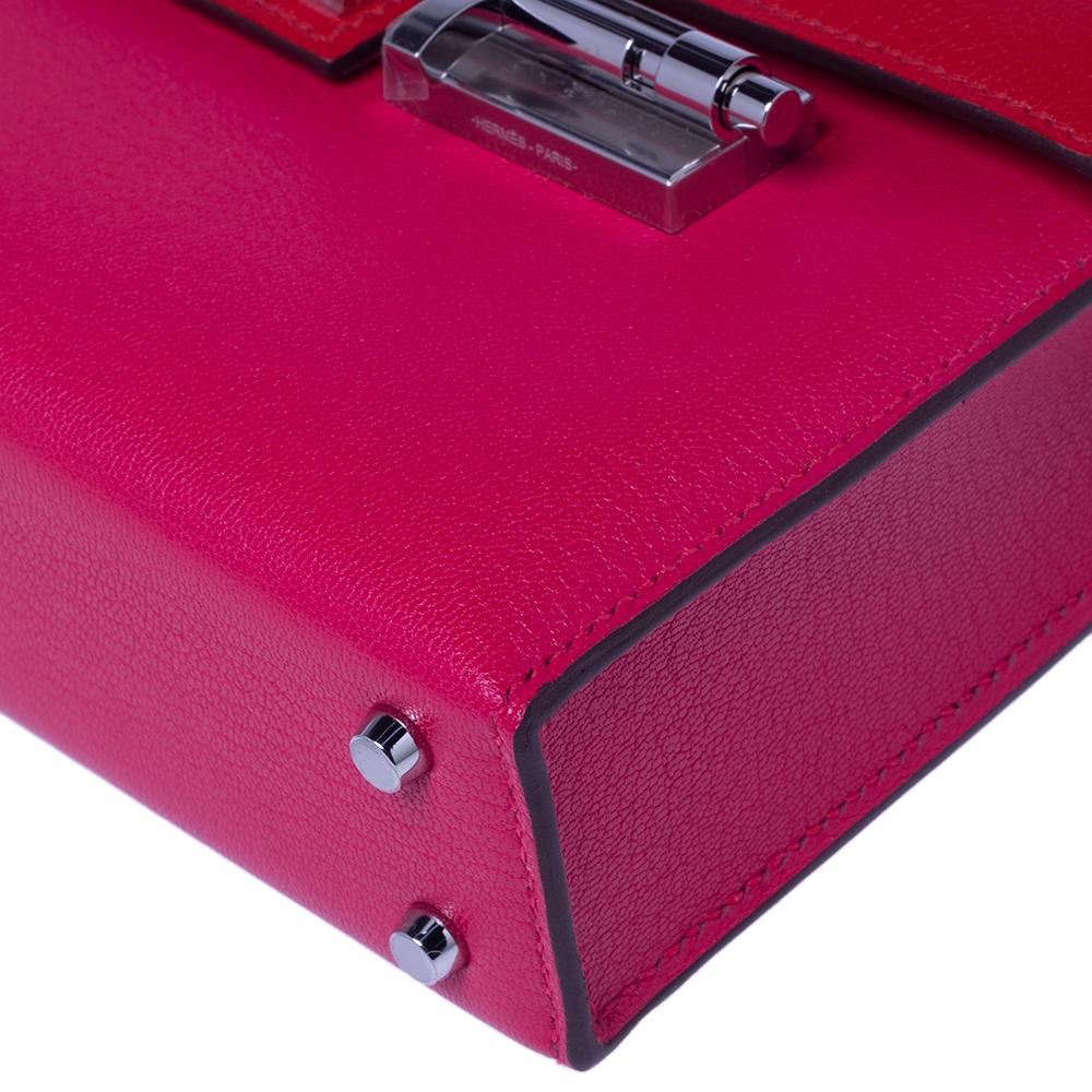 Red Hermes Extreme/Rouge De Coeur Chevre Chamkila Leather Verrou Chaine Mini Bag