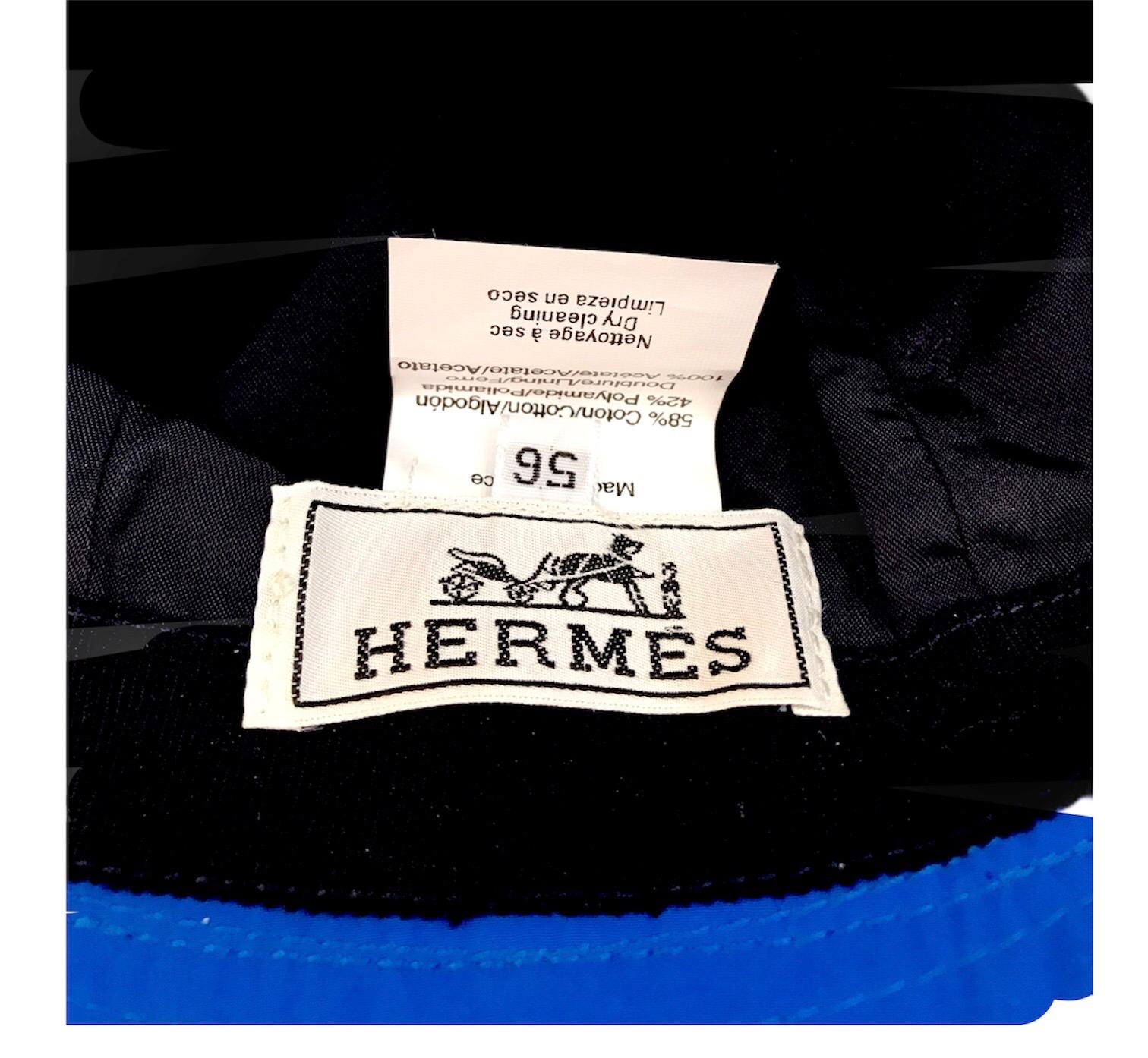 Blue HERMES Fabric Hat For Sale