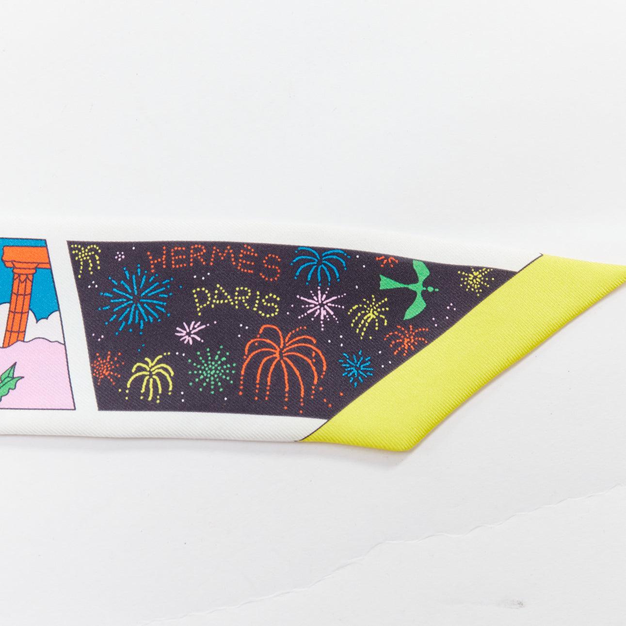 HERMES Factory Suite Twilly Baptiste Virot 100% silk multi tie slim scarf In condizioni ottime in vendita a Hong Kong, NT